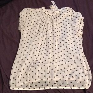 Black and white polka dot sheer blouse